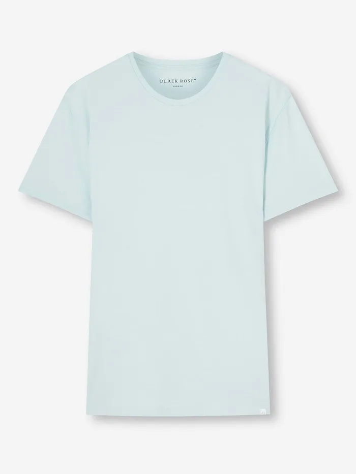 Derek Rose TShirt Basel Micro Modal Stretch Ice Blue Men Short Sleeve TShirts