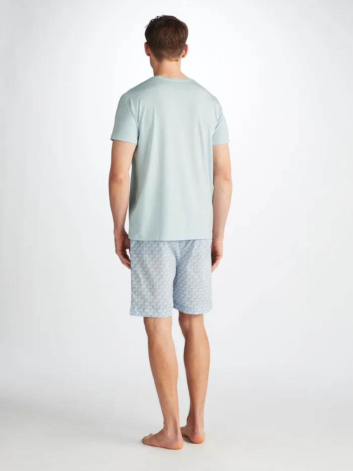 Derek Rose TShirt Basel Micro Modal Stretch Ice Blue Men Short Sleeve TShirts