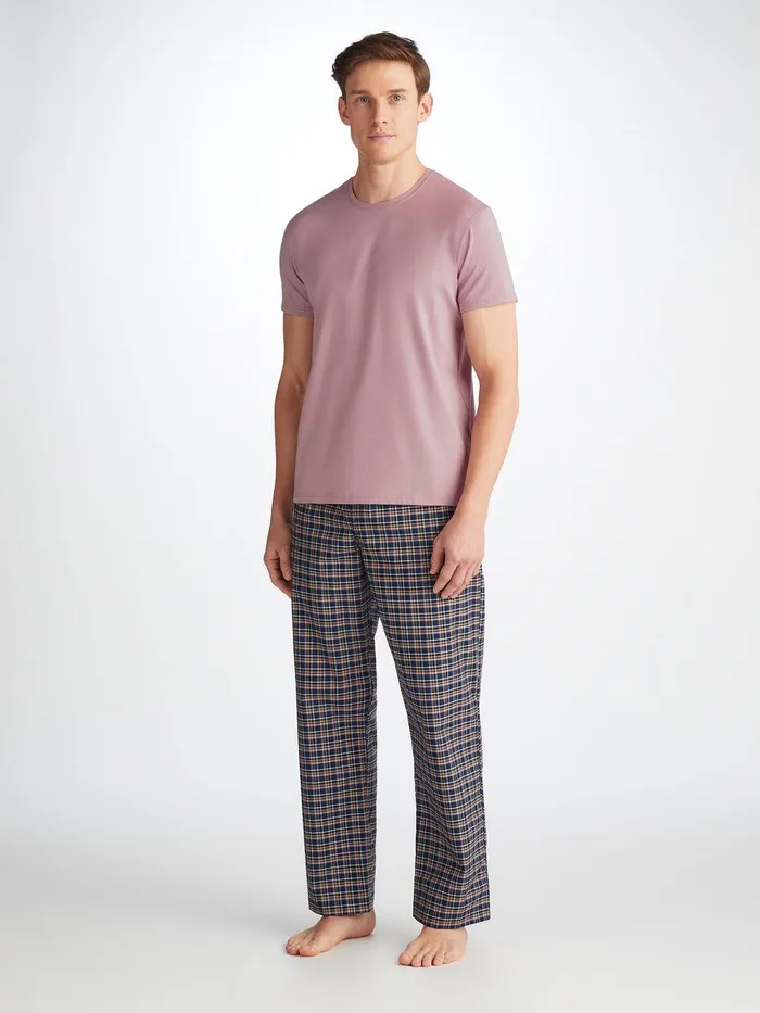 Derek Rose TShirt Basel Micro Modal Stretch Mauve Men Short Sleeve TShirts