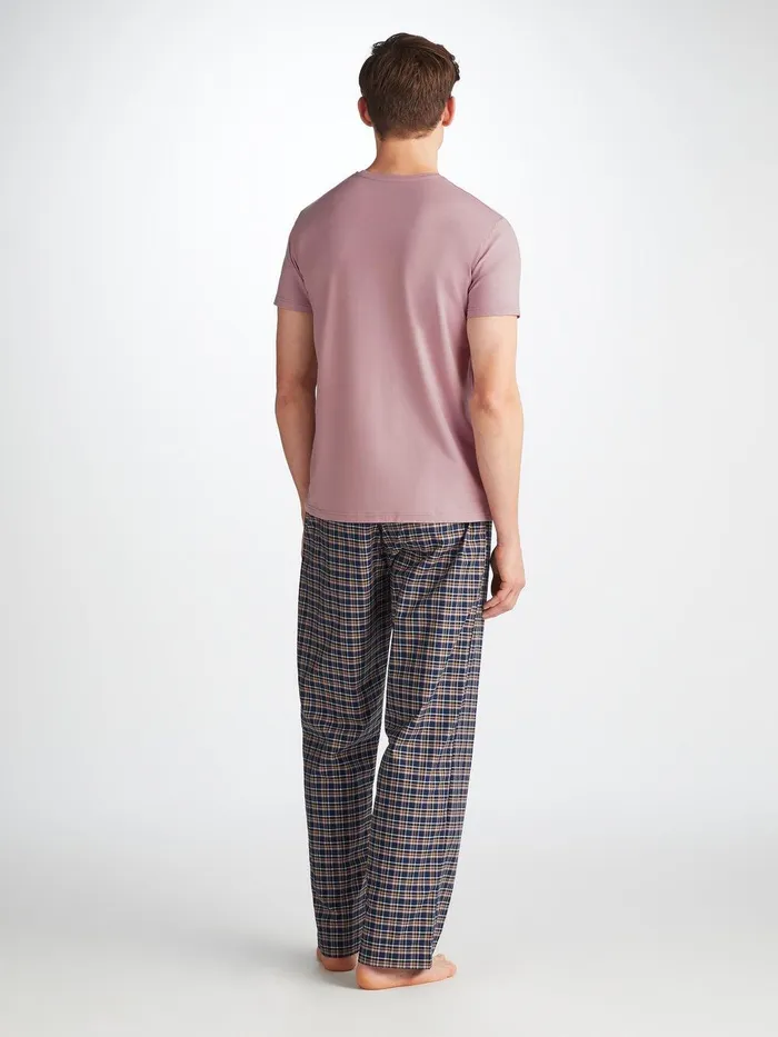 Derek Rose TShirt Basel Micro Modal Stretch Mauve Men Short Sleeve TShirts