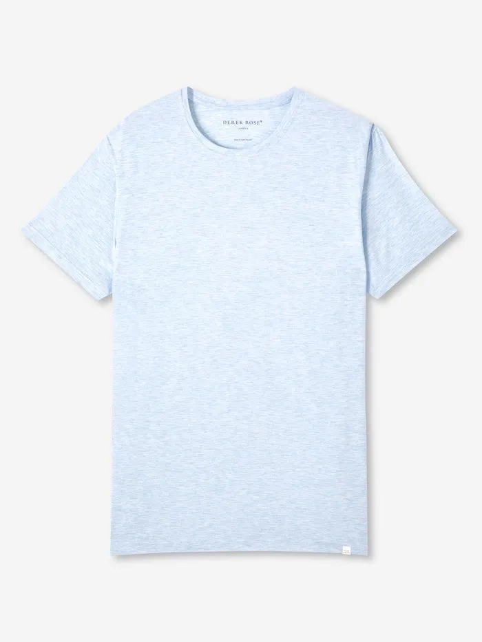 Derek Rose TShirt Ethan Micro Modal Stretch Light Blue Marl Men Short Sleeve TShirts