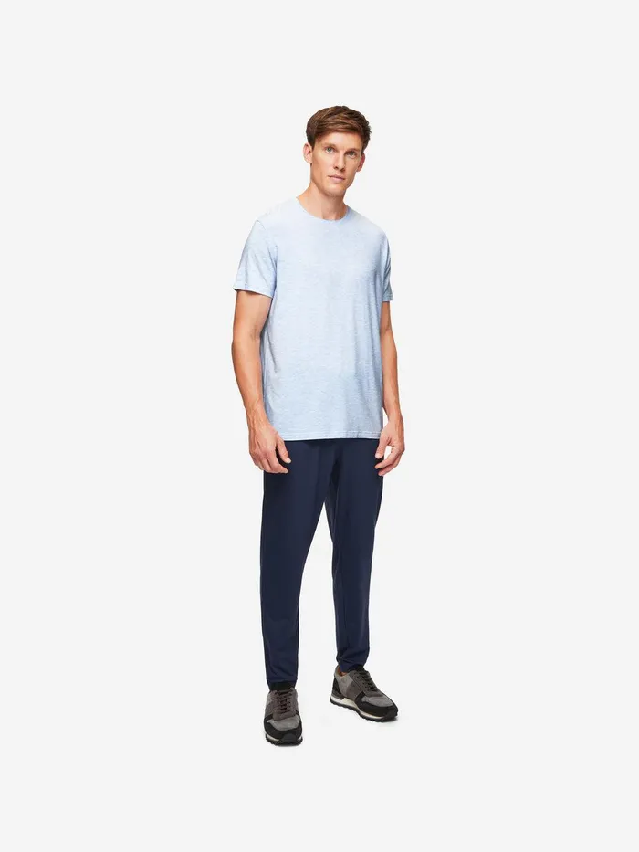 Derek Rose TShirt Ethan Micro Modal Stretch Light Blue Marl Men Short Sleeve TShirts
