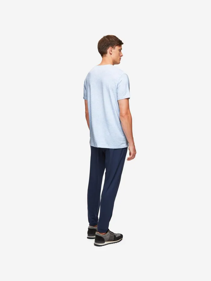 Derek Rose TShirt Ethan Micro Modal Stretch Light Blue Marl Men Short Sleeve TShirts