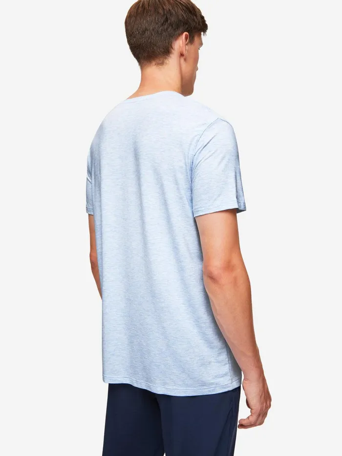 Derek Rose TShirt Ethan Micro Modal Stretch Light Blue Marl Men Short Sleeve TShirts