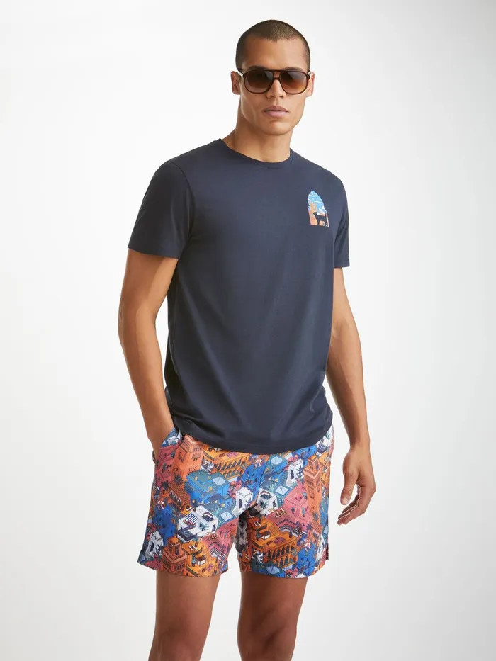 Derek Rose TShirt Ripley 18 Pima Cotton Navy Men Short Sleeve TShirts