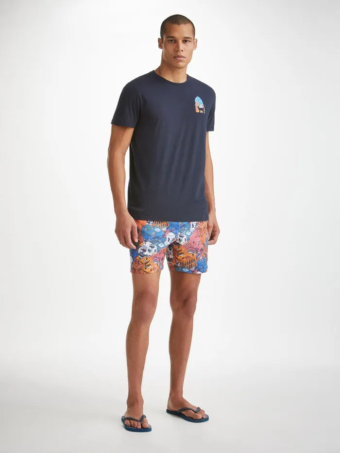 Derek Rose TShirt Ripley 18 Pima Cotton Navy Men Short Sleeve TShirts