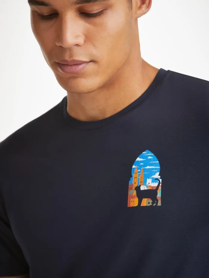 Derek Rose TShirt Ripley 18 Pima Cotton Navy Men Short Sleeve TShirts
