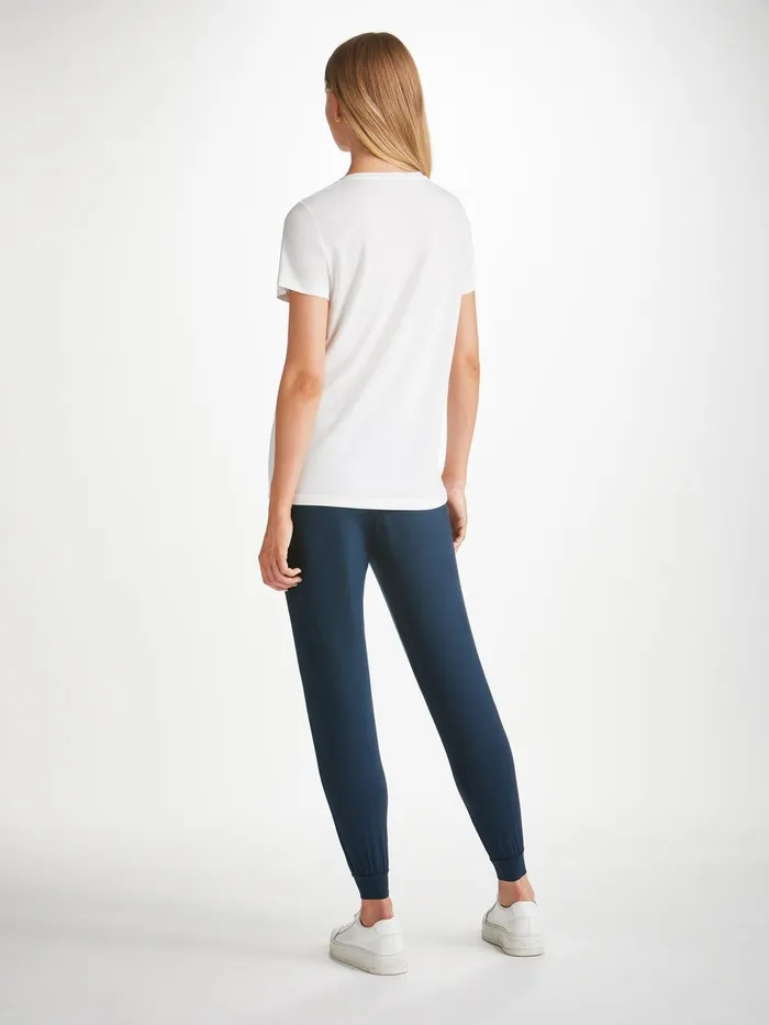 Derek Rose Track Pants Basel Micro Modal Stretch Navy Women Casual Pants