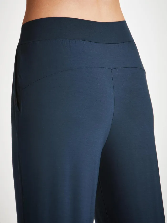 Derek Rose Track Pants Basel Micro Modal Stretch Navy Women Casual Pants
