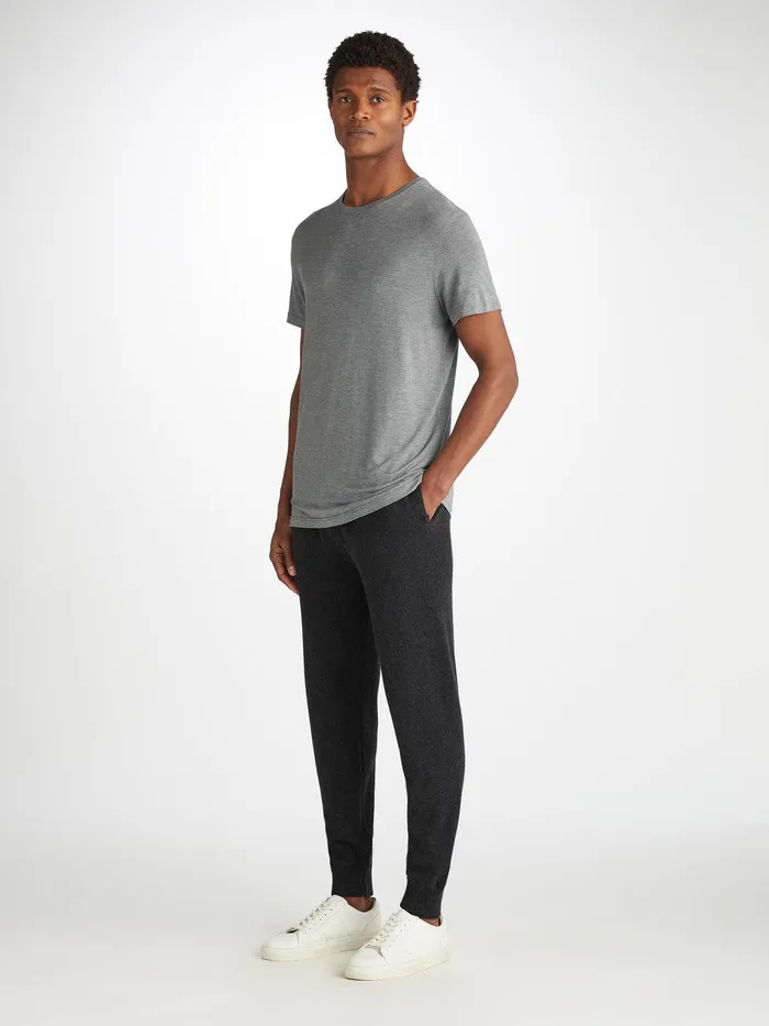 Derek Rose Track Pants Finley Cashmere Charcoal Men Casual Pants
