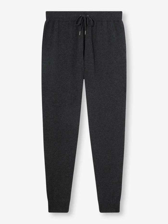 Derek Rose Track Pants Finley Cashmere Charcoal Men Casual Pants