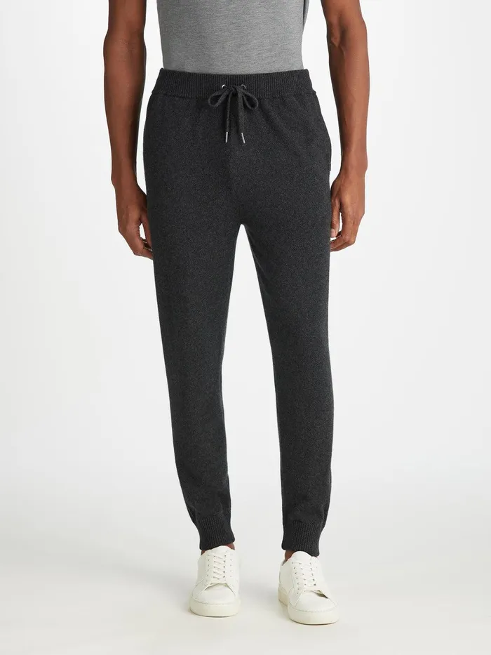 Derek Rose Track Pants Finley Cashmere Charcoal Men Casual Pants