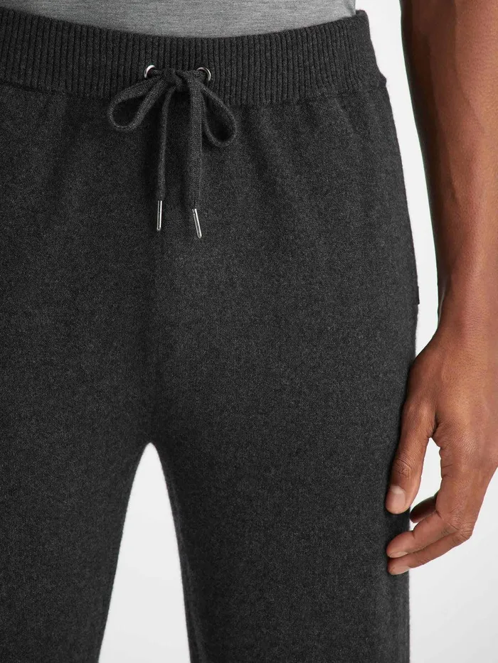 Derek Rose Track Pants Finley Cashmere Charcoal Men Casual Pants