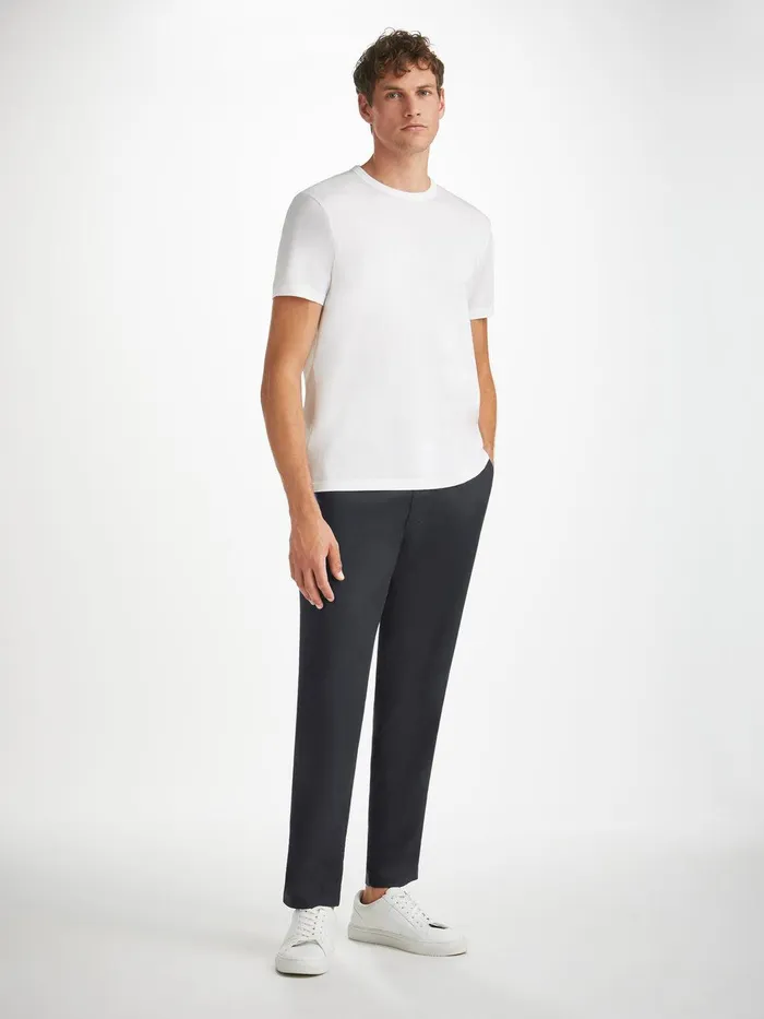 Derek Rose Trousers Harris Lyocell Cotton Navy Men Casual Pants