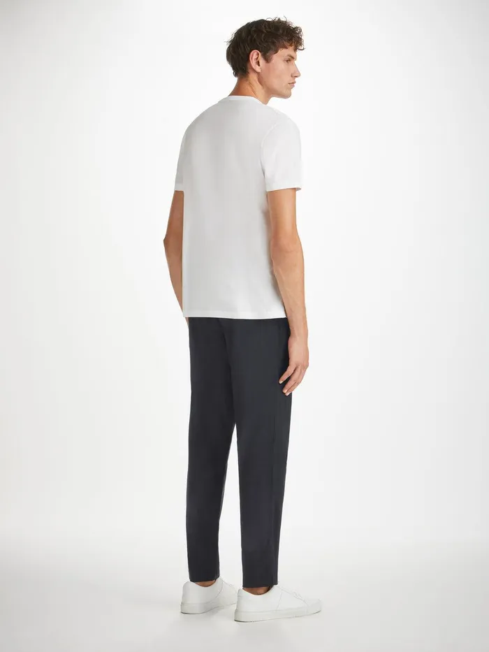 Derek Rose Trousers Harris Lyocell Cotton Navy Men Casual Pants