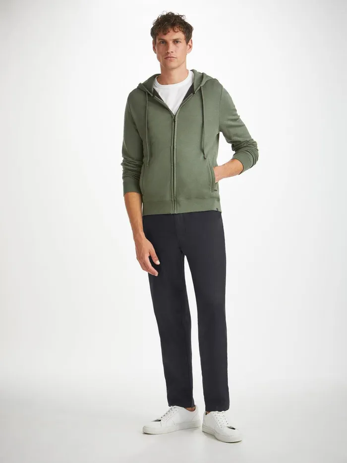 Derek Rose Trousers Harris Lyocell Cotton Navy Men Casual Pants