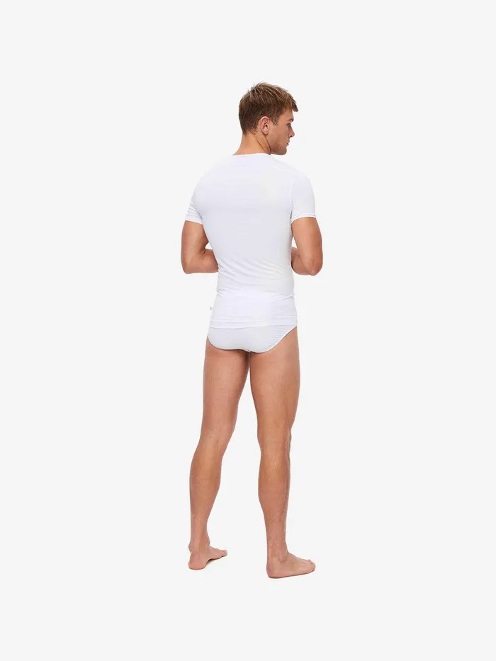 Derek Rose Underwear VNeck TShirt Alex Micro Modal Stretch White Men Underwear TShirts