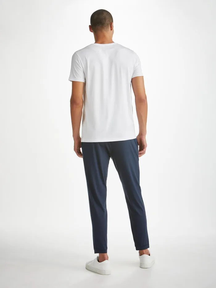 Derek Rose VNeck TShirt Basel Micro Modal Stretch White Men Short Sleeve TShirts