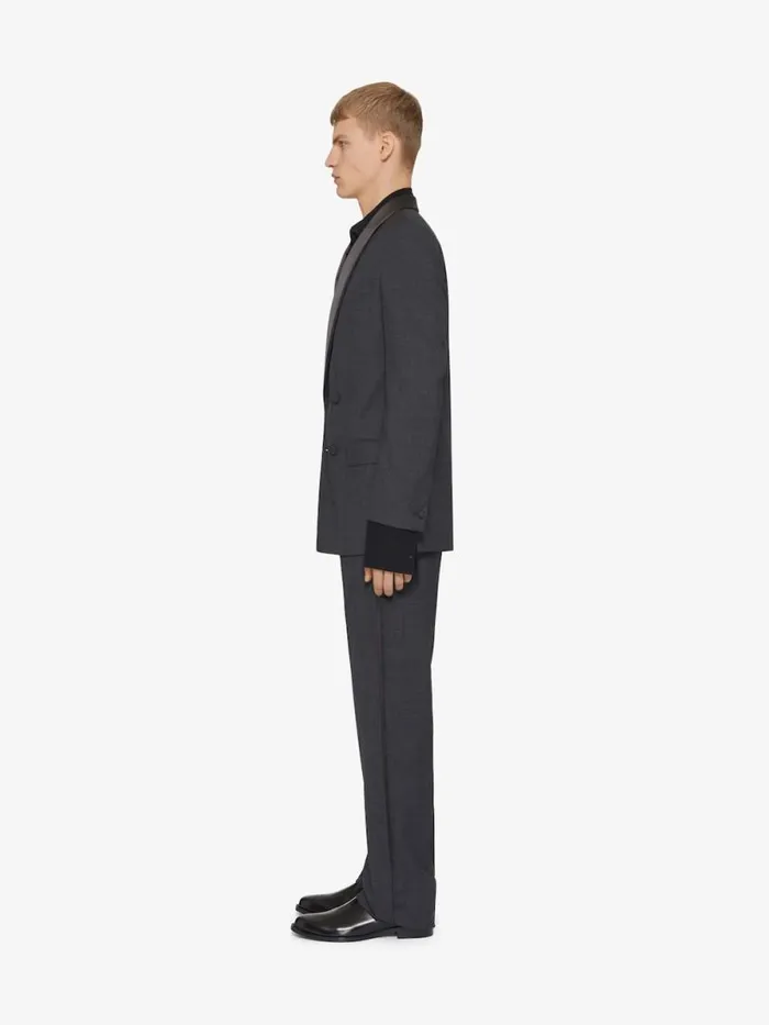 Double Breasted Jacket In Wool With Satin Collar Dark Grey Men Givenchy Coats and Jackets