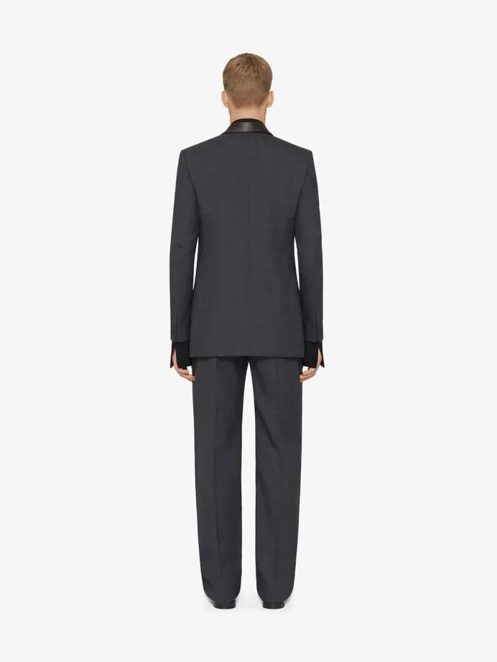 Double Breasted Jacket In Wool With Satin Collar Dark Grey Men Givenchy Coats and Jackets