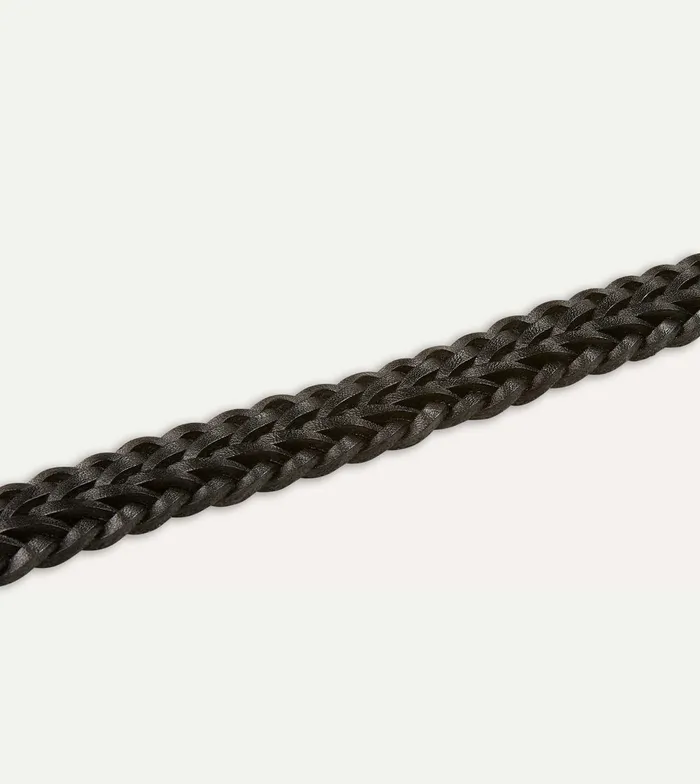 Drake039s Black Plaited Bridle Leather Belt With Brass Buckle Men Belts Drake039s Black Plaited Bridle Leather Belt With Brass Buckle Men Belts