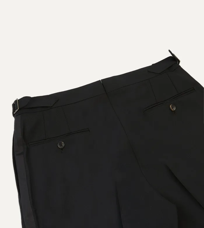 Drake039s Black Tropical Wool SinglePleat Dinner Trousers Men Suit Trousers