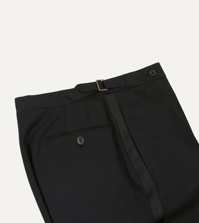 Drake039s Black Tropical Wool SinglePleat Dinner Trousers Men Suit Trousers