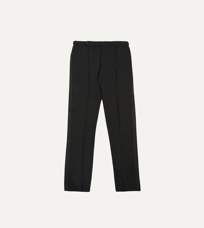 Drake039s Black Tropical Wool SinglePleat Dinner Trousers Men Suit Trousers