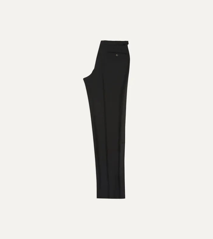 Drake039s Black Tropical Wool SinglePleat Dinner Trousers Men Suit Trousers