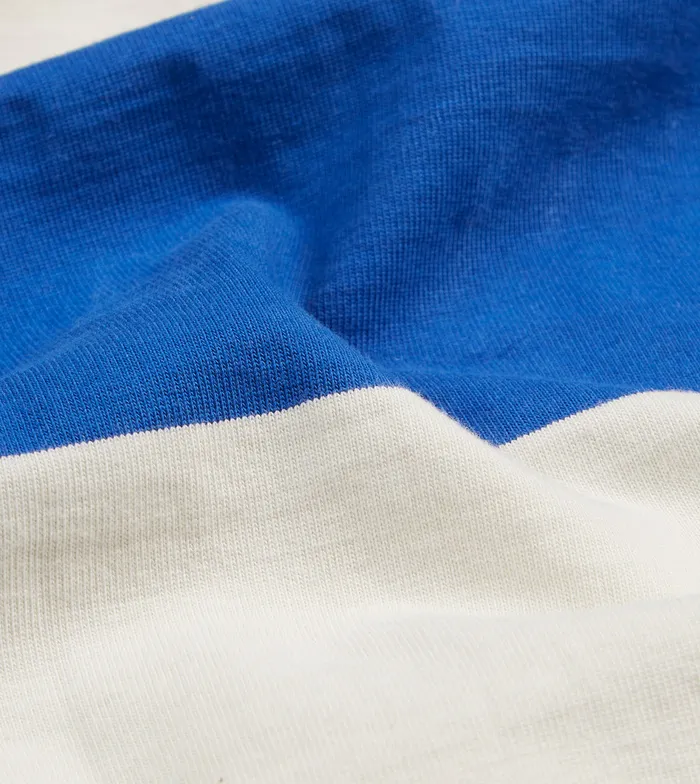 Drake039s Blue And White Wide Stripe Heavy Cotton Crew Neck Hiking TShirt Men TShirts