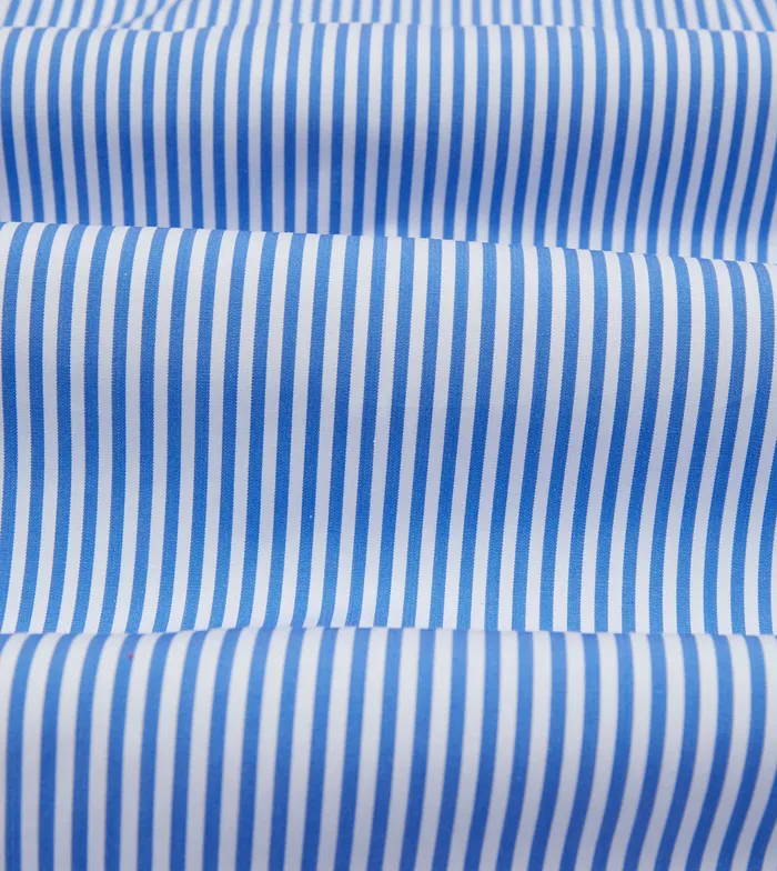 Drake039s Blue Narrow Stripe Poplin Club Collar Shirt Men Poplin Shirts