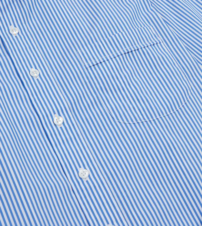 Drake039s Blue Narrow Stripe Poplin Club Collar Shirt Men Poplin Shirts