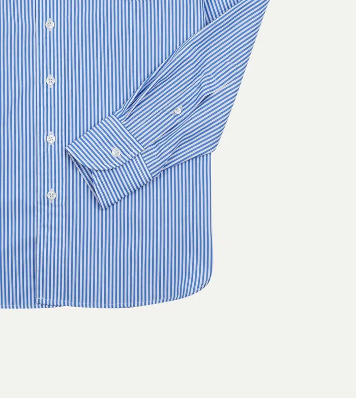 Drake039s Blue Narrow Stripe Poplin Club Collar Shirt Men Poplin Shirts