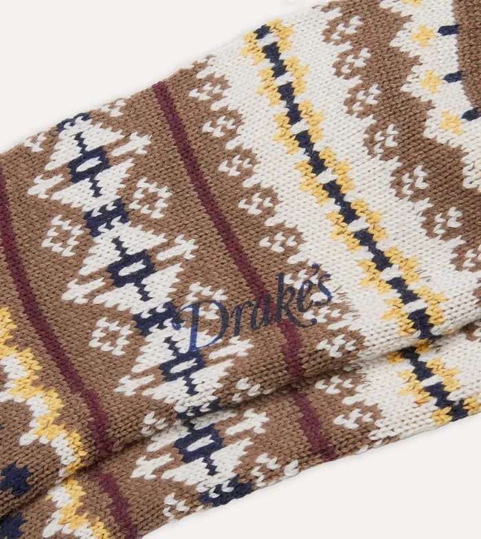 Drake039s Brown Fair Isle Wool Cotton Socks Men Boxer Shorts and Socks