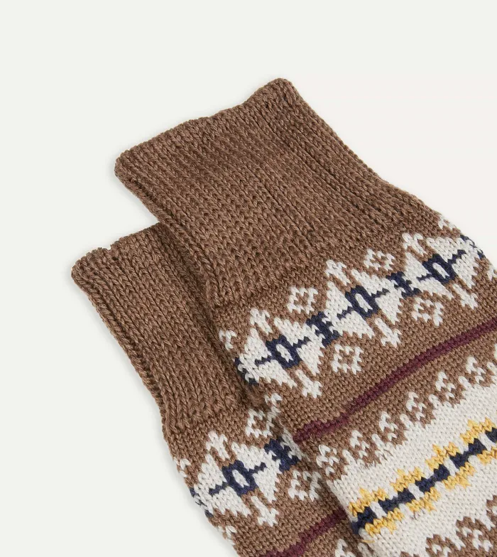 Drake039s Brown Fair Isle Wool Cotton Socks Men Boxer Shorts and Socks