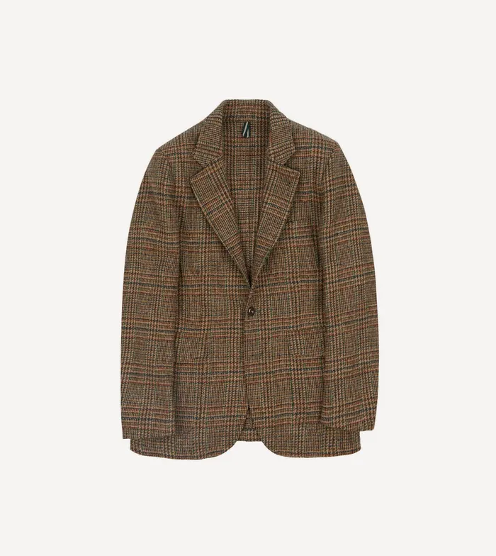 Drake039s Brown Prince Of Wales Check Harris Tweed Games Blazer Mk Vii Men Blazers