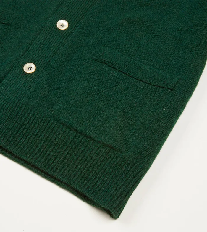Drake039s Dark Green Lambswool 6 Button Cardigan Men Knitwear