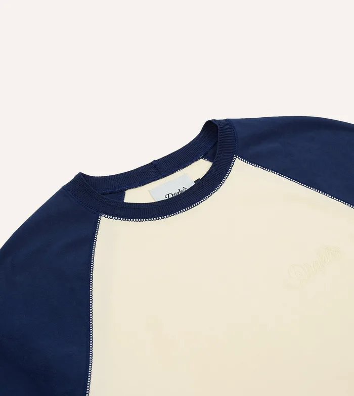 Drake039s Ecru And Navy Raglan Sleeve Hiking TShirt Men TShirts