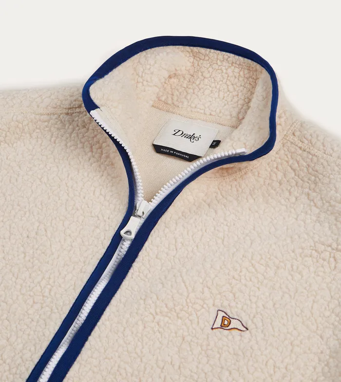 Drake039s Ecru Boucle Wool Zip Fleece Vest Men Fleeces