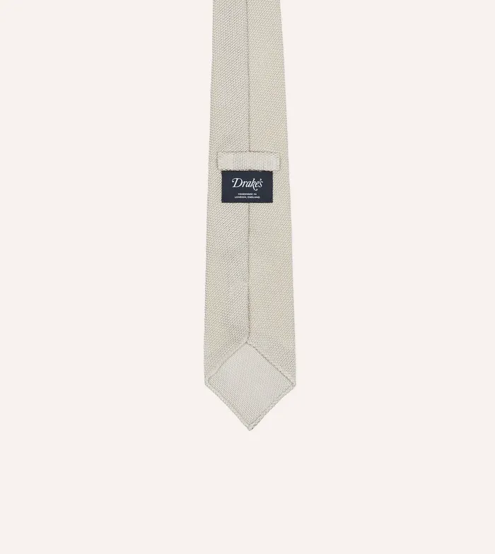 Drake039s Ecru Fine Woven Grenadine Silk Hand Rolled Tie Men Plain Ties