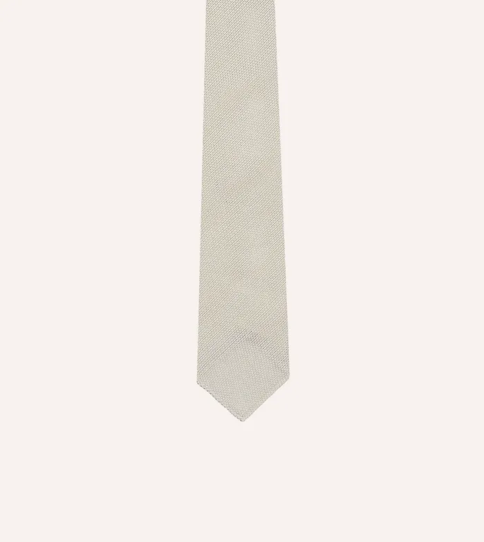 Drake039s Ecru Fine Woven Grenadine Silk Hand Rolled Tie Men Plain Ties