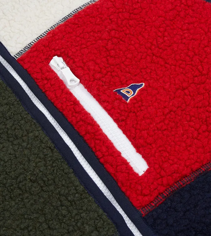 Drake039s Ecru Green And Navy Boucle Wool Zip Fleece Vest Men Fleeces