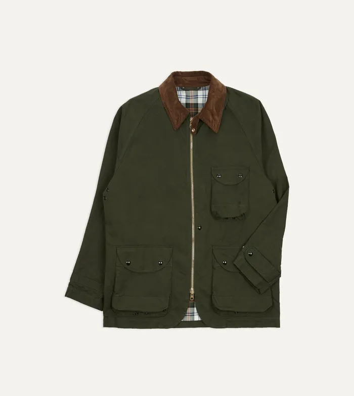 Drake039s Green Waxed Lightweight Coverall Jacket Men Coats and Jackets