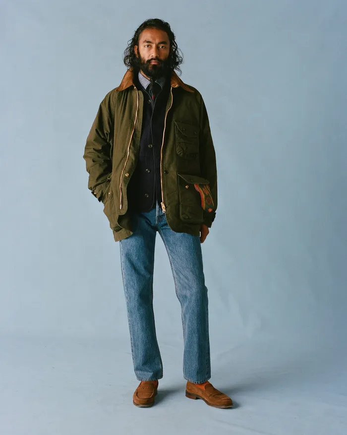 Drake039s Green Waxed Lightweight Coverall Jacket Men Coats and Jackets