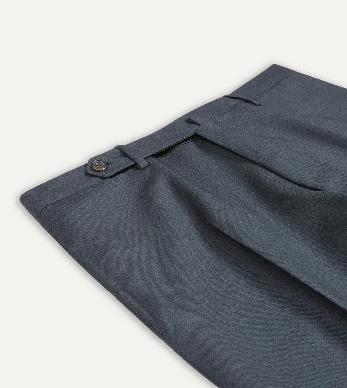 Drake039s Grey Worsted Wool Flat Front Trouser Men Trousers