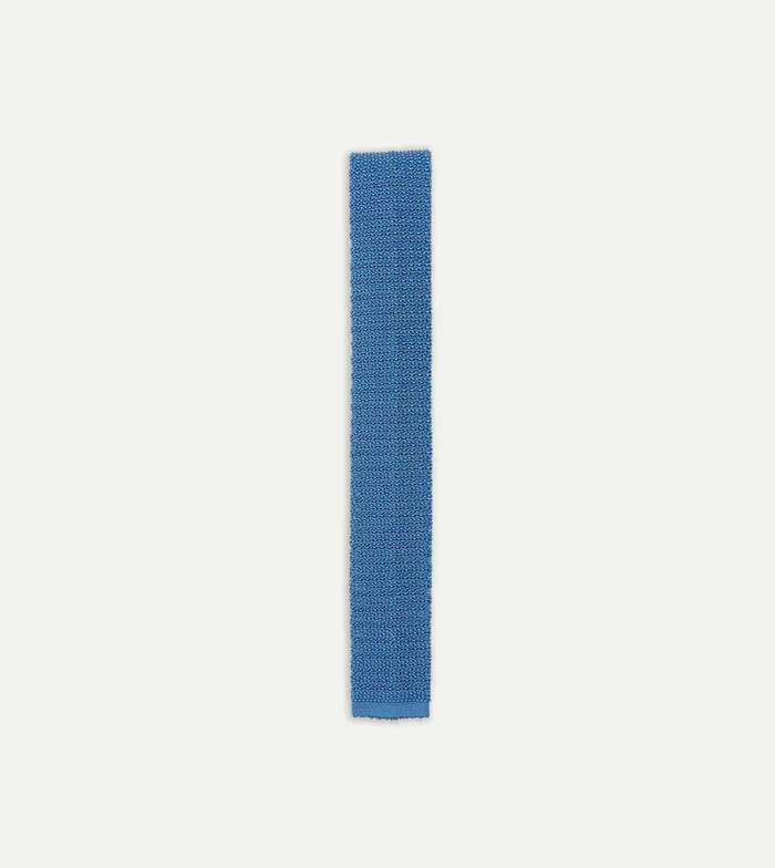 Drake039s Light Blue Knitted Silk Solid Colour Tie Men Plain Ties