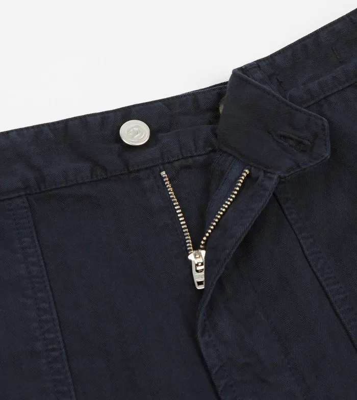 Drake039s Navy Herringbone Cotton Fatigue Shorts Men Shorts