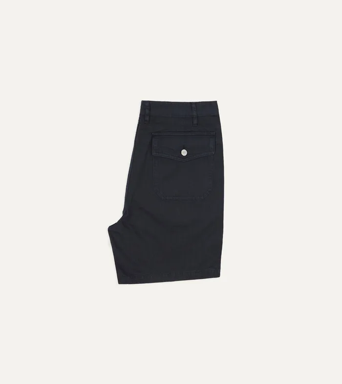 Drake039s Navy Herringbone Cotton Fatigue Shorts Men Shorts