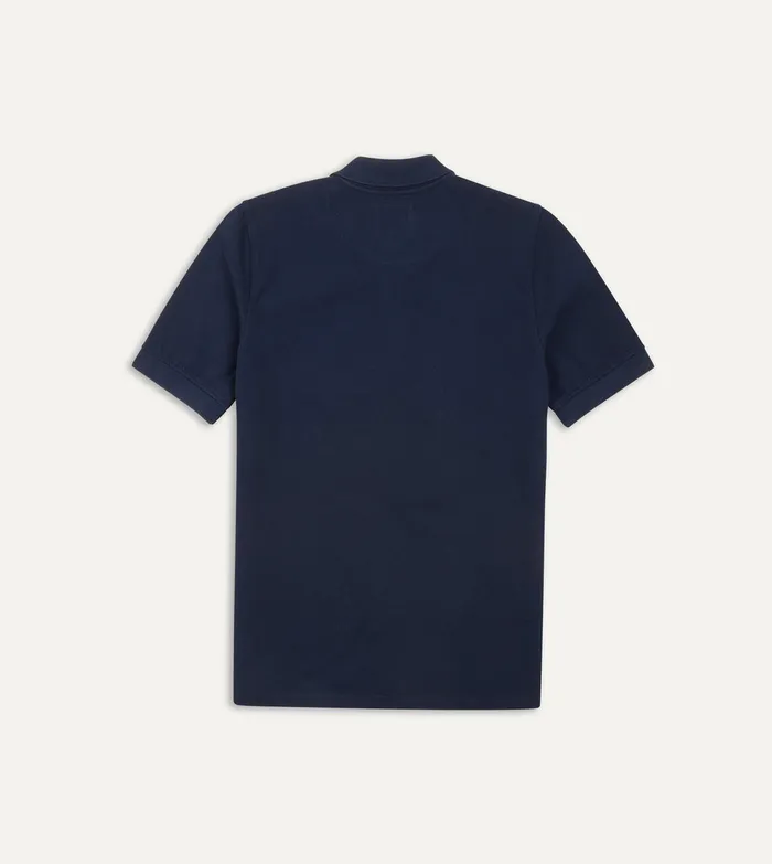 Drake039s Navy Piqu Cotton Polo Shirt Men Polos and Sweatshirts