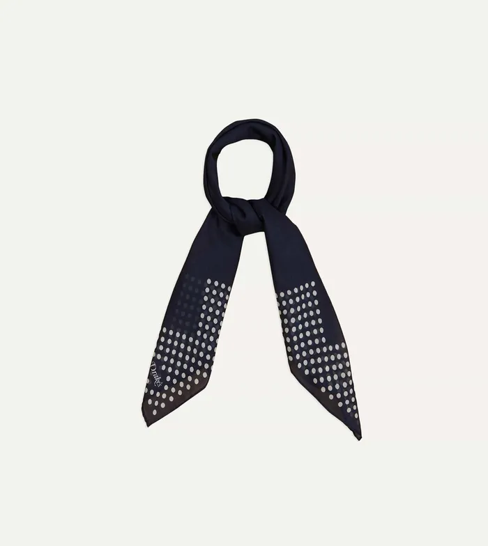 Drake039s Navy Spots Border Print SilkCotton Bandana Men Bandanas